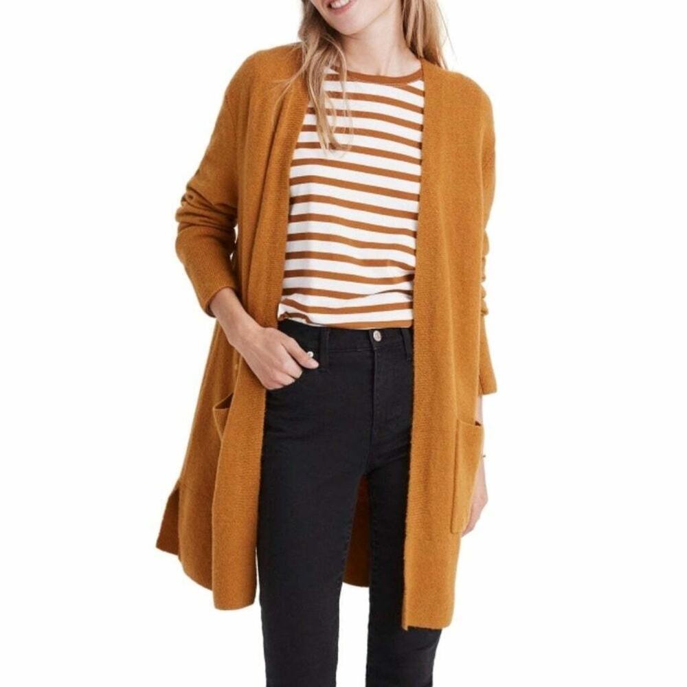 Madewell Kent Cardigan Sweater Duster Golden Harvest Mustard Small $98